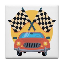 Automobile Car Checkered Drive Tile Coasters