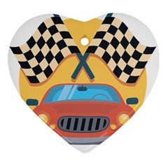 Automobile Car Checkered Drive Ornament (Heart)