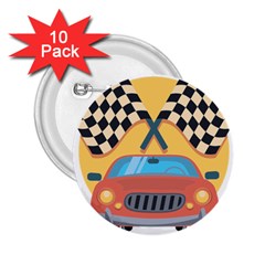 Automobile Car Checkered Drive 2.25  Buttons (10 pack) 