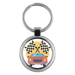 Automobile Car Checkered Drive Key Chains (Round) 