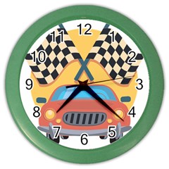 Automobile Car Checkered Drive Color Wall Clock