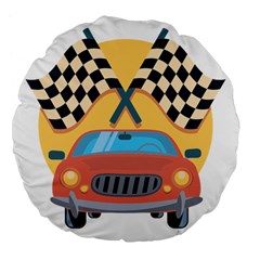 Automobile Car Checkered Drive Large 18  Premium Flano Round Cushions