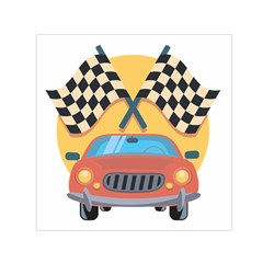 Automobile Car Checkered Drive Small Satin Scarf (Square)