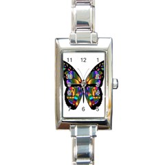 Abstract Animal Art Butterfly Rectangle Italian Charm Watch