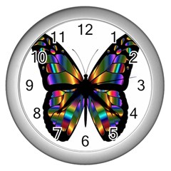 Abstract Animal Art Butterfly Wall Clock (Silver)