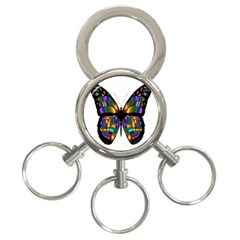 Abstract Animal Art Butterfly 3-Ring Key Chains