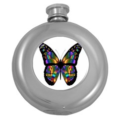 Abstract Animal Art Butterfly Round Hip Flask (5 oz)