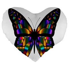 Abstract Animal Art Butterfly Large 19  Premium Heart Shape Cushions