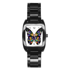 Abstract Animal Art Butterfly Stainless Steel Barrel Watch