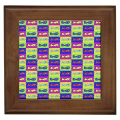 Cartoon Style Marine Life Motif Pattern Framed Tiles by dflcprints