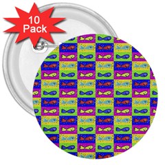 Cartoon Style Marine Life Motif Pattern 3  Buttons (10 Pack)  by dflcprints