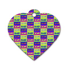 Cartoon Style Marine Life Motif Pattern Dog Tag Heart (one Side) by dflcprints