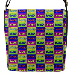 Cartoon Style Marine Life Motif Pattern Flap Closure Messenger Bag (s) by dflcprints