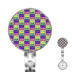 Cartoon Style Marine Life Motif Pattern Stainless Steel Nurses Watch by dflcprints