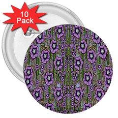 Jungle Fantasy Flowers Climbing To Be In Freedom 3  Buttons (10 Pack)  by pepitasart