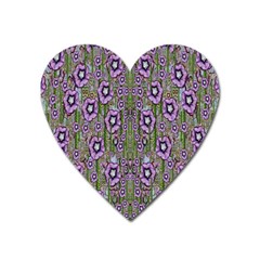 Jungle Fantasy Flowers Climbing To Be In Freedom Heart Magnet by pepitasart