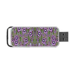 Jungle Fantasy Flowers Climbing To Be In Freedom Portable Usb Flash (one Side) by pepitasart