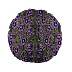 Jungle Fantasy Flowers Climbing To Be In Freedom Standard 15  Premium Round Cushions by pepitasart