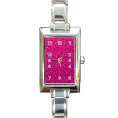 Hot Pink Glitter Rectangle Italian Charm Watch