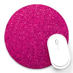 Hot Pink Glitter Round Mousepads