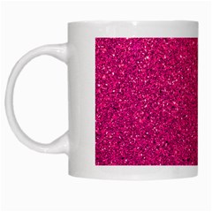 Hot Pink Glitter White Mugs