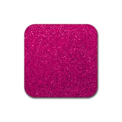 Hot Pink Glitter Rubber Coaster (Square) 