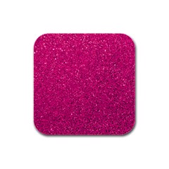 Hot Pink Glitter Rubber Square Coaster (4 pack) 