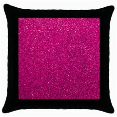 Hot Pink Glitter Throw Pillow Case (Black)