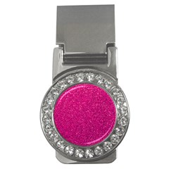 Hot Pink Glitter Money Clips (CZ) 