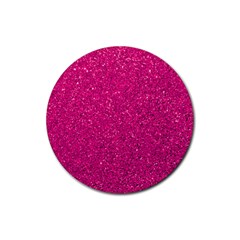 Hot Pink Glitter Rubber Coaster (Round) 