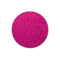 Hot Pink Glitter Magnet 3  (Round)