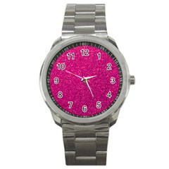 Hot Pink Glitter Sport Metal Watch