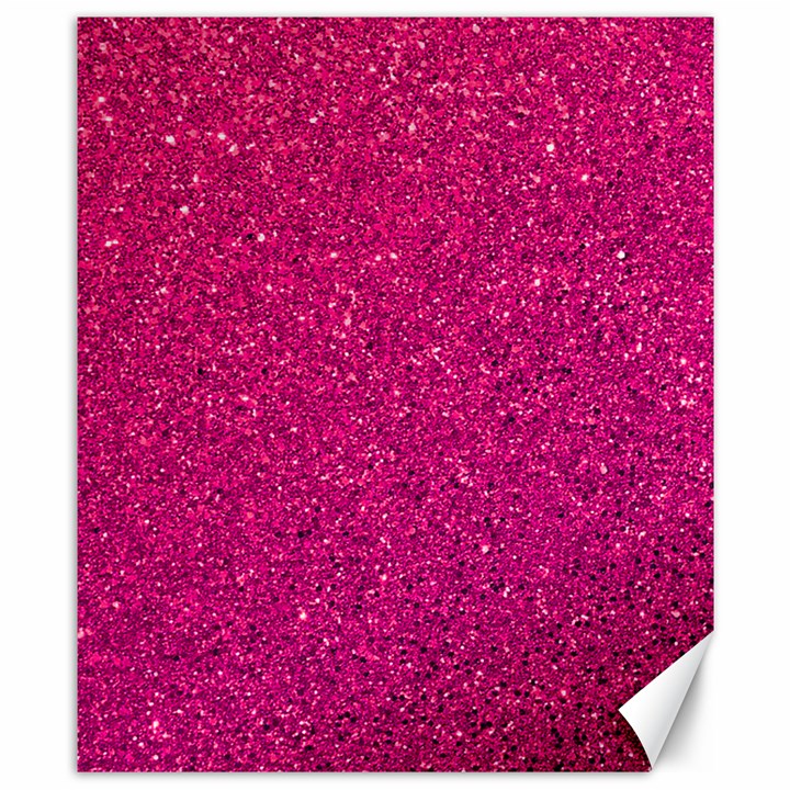 Hot Pink Glitter Canvas 8  x 10 