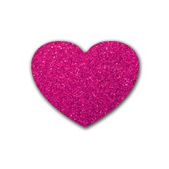 Hot Pink Glitter Rubber Coaster (Heart) 