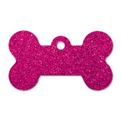 Hot Pink Glitter Dog Tag Bone (One Side)