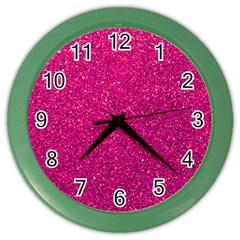 Hot Pink Glitter Color Wall Clock