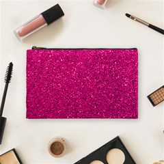 Hot Pink Glitter Cosmetic Bag (Medium)