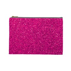 Hot Pink Glitter Cosmetic Bag (Large)