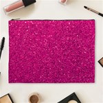 Hot Pink Glitter Cosmetic Bag (XL) Front