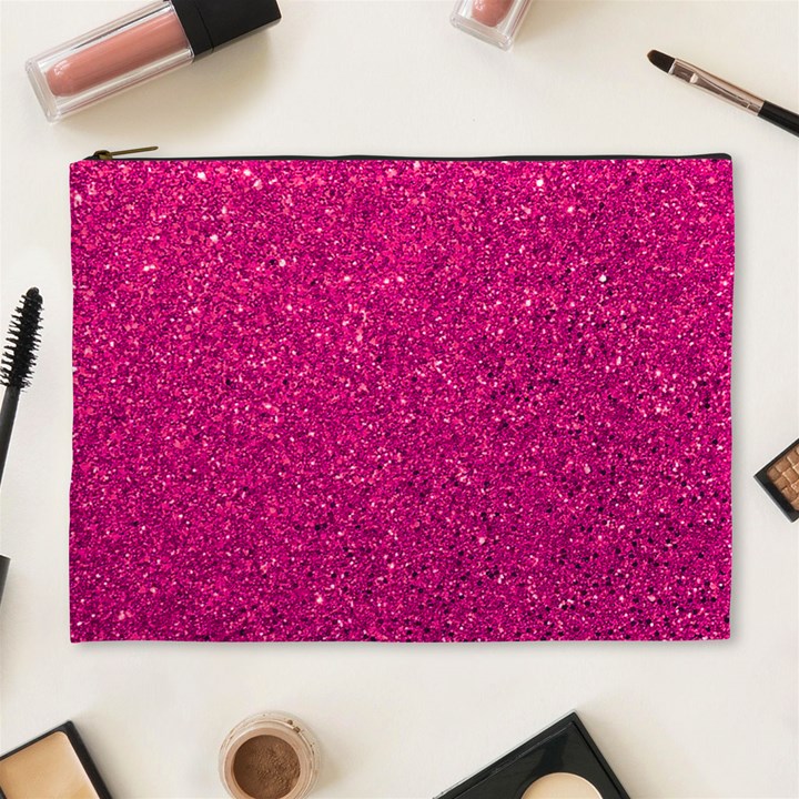 Hot Pink Glitter Cosmetic Bag (XL)