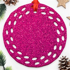 Hot Pink Glitter Ornament (Round Filigree)