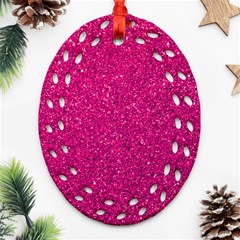 Hot Pink Glitter Oval Filigree Ornament (two Sides) by snowwhitegirl