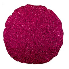 Hot Pink Glitter Large 18  Premium Round Cushions