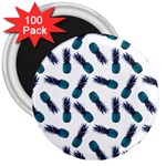 Pinapples Blue 3  Magnets (100 pack) Front