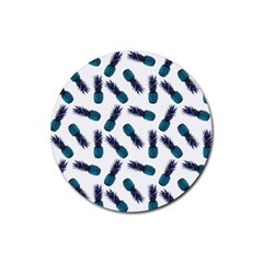 Pinapples Blue Rubber Round Coaster (4 Pack)  by snowwhitegirl