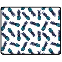 Pinapples Blue Double Sided Fleece Blanket (medium)  by snowwhitegirl