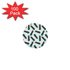 Pinapples Teal 1  Mini Buttons (100 Pack)  by snowwhitegirl