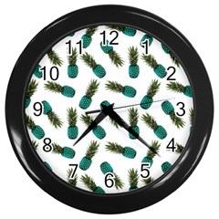 Pinapples Teal Wall Clock (black) by snowwhitegirl