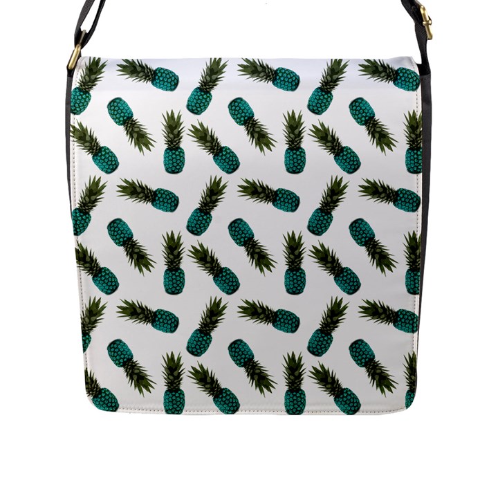 Pinapples Teal Flap Closure Messenger Bag (L)