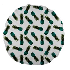 Pinapples Teal Large 18  Premium Flano Round Cushions by snowwhitegirl